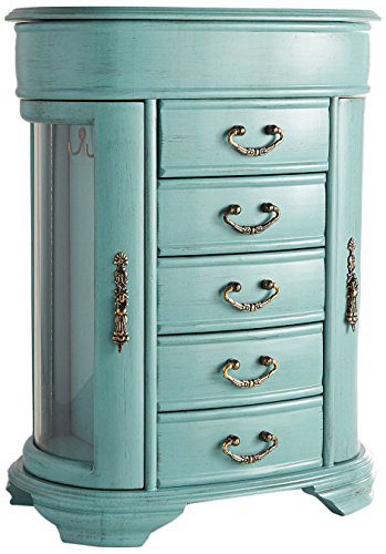 Hives & Honey Daphne Oval Glass Turquoise Jewelry Chest Jewelry Organizer Box