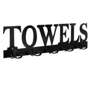 MyGift Black Metal Towels Design Wall Mounted 5 Dual-Hook Towel Hanger Rack for Bathroom or Kitchen