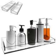 Vdomus Acrylic Bathroom Shelves, Wall Mounted Non Drilling Thick Clear Storage & Display Shelvings, 2 Pack (Original)