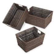 Whitmor Rattique Storage Baskets Java Set of 3 Pieces