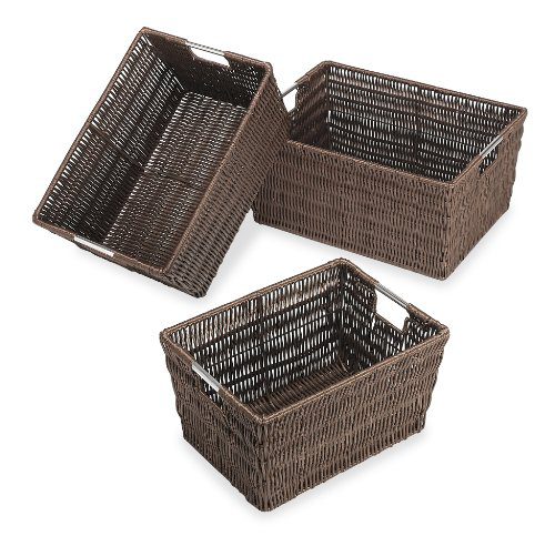 Whitmor Rattique Storage Baskets Java Set of 3 Pieces