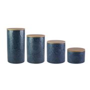 4-Piece Ceramic Set Jar Container with Wooden Lids