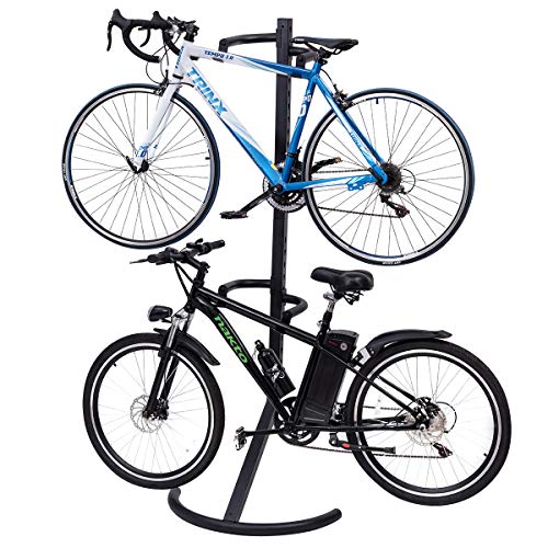 Goplus Gravity Freestanding Bike Stand Adjustable Height Two-Bike Storage