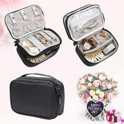 Teamoy Jewelry Travel Case, Jewelry & Accessories Holder Organizer for Necklace, Earrings, Rings, Watch and More, Roomy, Compact and Portable, Black
