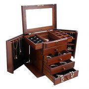 Rowling Extra Large Wooden Jewelry Box/Jewel Case Cabinet Armoire Ring Necklacel Gift Storage Box Organizer Mg002 (Brown)