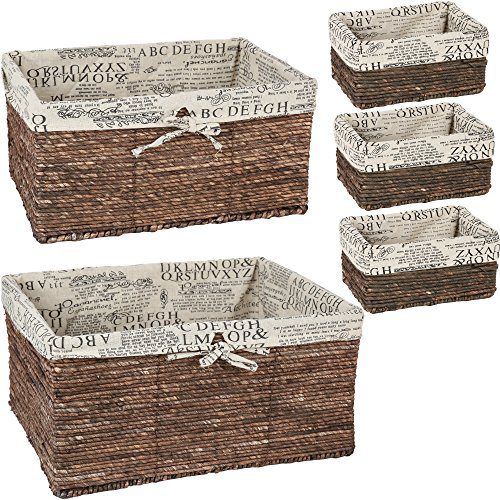 Juvale Wicker Basket - 5 Pack Storage Baskets for Shelves with Woven Liner
