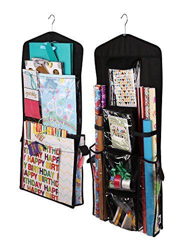 Regal Bazaar Double-Sided Hanging Gift Bag and Gift Wrap Organizer (Black)