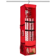 Premium Christmas Hanging Gift Wrap Organizer, With Strap and Pockets, Stores Up To 24 Rolls 40” Tall, 360 Degree Hook, Holiday Wrapping Paper Storage Bag, Made of Tear Proof Fabric - 5 Year Warranty