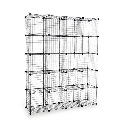 UNICOO - Multi Use DIY 20 Cube Wire Grid Organizer,Wardrobe Organizer