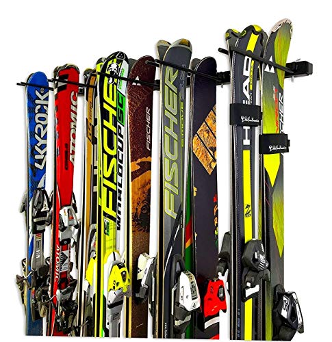 StoreYourBoard Omni Ski and Snowboard Wall Storage Rack | Holds 10 Pairs | Ski Wall Mount Home & Garage Storage Hanger