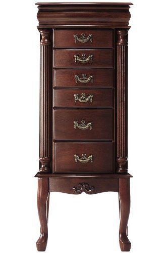Southern Enterprises Jewelry Armoire, Classic Mahogany Finish with Felt Lined Drawers