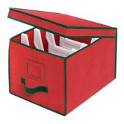 Whitmor Christmas Light Box Organizer Red with Green Trim