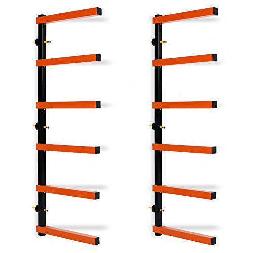 ECOTRIC Max 600 lb Steel 6 Shelf Lumber Storage Rack Wall-Mounted Wood Pipes Rack
