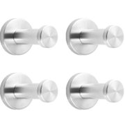 NELXULAS Brushed Stainless Steel Short Bath Towel Hooks Single Super Heavy Duty Wall Mount Hook, Fit for Bedroom,Living Room, Bathroom and Fitting Room, Office,Set of 4 in Pack (2", 4 PCS)
