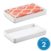 InterDesign Gia Countertop Guest Towel Tray, Bathroom Vanity Organizer - Set of 2 White