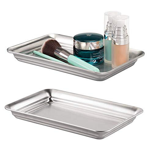 Metal Storage Organizer Tray for Bathroom Vanity Countertops