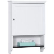 Best Choice Products Bathroom Wall Mounted Hanging Storage Cabinet Furniture w/Open Shelf, Versatile Door - White