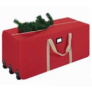 ProPik Holiday Rolling Tree Storage Bag, Extra Large Heavy Duty Storage Container, 25" Height X 20" Wide X 60" Long with Wheels & Handles Fits Up to 9 Foot Tall Disassembled Trees 600D Oxford (Red)