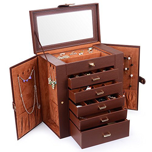 Kendal Huge Leather Jewelry Box/Case / Storage LJC-SHD5BN (Brown)