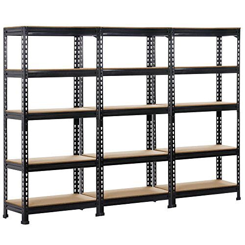 Topeakmart 3 pack Heavy Duty 5 Tier Commercial Industrial Racking Garage Shelving Unit Adjustable Display Stand,59.1" Height