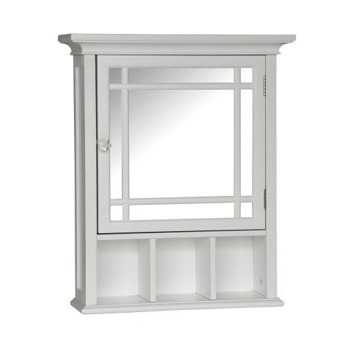 Elegant Home Fashions Neal Collection Mirrored Medicine Cabinet, White