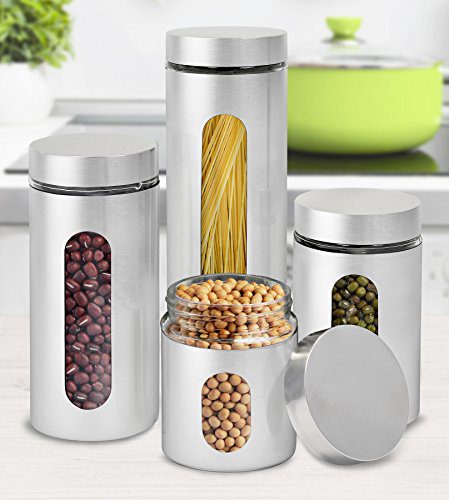 Stainless Steel and Glass Canisters with Window