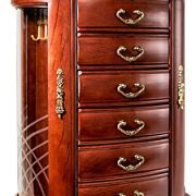 Hives and Honey Patricia Etched Glass Mahogany Jewelry Chest Jewelry Box