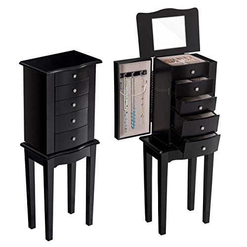 Giantex Jewelry Chest Armoire Cabinet Standing with Mirror