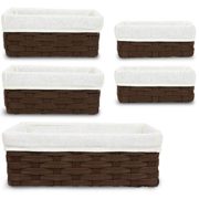 Juvale Wicker Basket Storage Baskets for Shelves with Woven Liner (5 Pack)