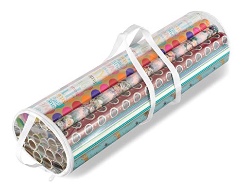 Whitmor Clear Gift Wrap Organizer - Zippered Storage for 25 Rolls