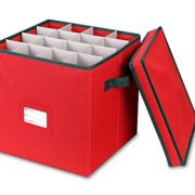 Primode Holiday Ornament Storage Box, 4 Layers, Fits 64 Ornaments Balls, Constructed of Durable 600D Oxford Material Red