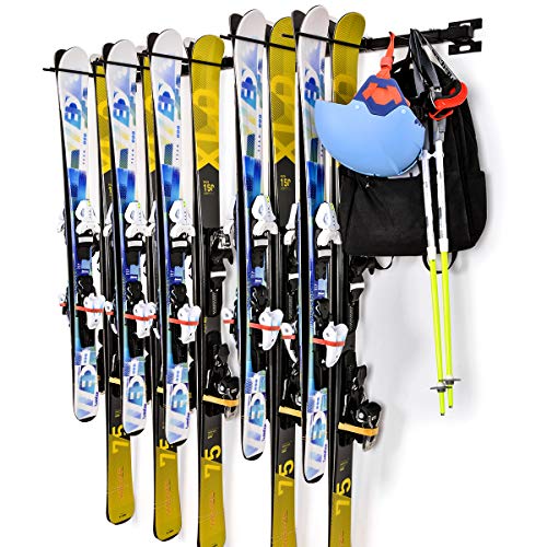 Sunix Ski Wall Storage Rack, Ski and Snowboard Wall Storage Rack Home and Garage Ski Mount Hold up 10 Pairs, 2 Pack