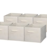Sodynee Foldable Cloth Storage Cube Basket Bins Organizer Containers Drawers, 6 Pack, Beige