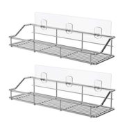 ODesign Adhesive Bathroom Shelf Organizer Shower Caddy Kitchen Spice Rack Wall Mounted No Drilling SUS304 Stainless Steel - 2 Pack