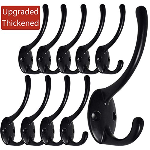 Dual Coat Hook/Hat Hooks Hardware(Upgraded&Thickened),10 Pack