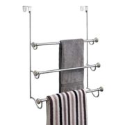 interDesign York Over the Shower Door Towel Rack for Bathroom 1.5" x 7" x 22.8" Chrome/Brushed