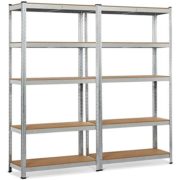 Topeakmart 5 Tier Storage Rack Heavy Duty Adjustable Garage Shelf Steel Shelving Unit,71"Height (2 Bay Garage Shelf)