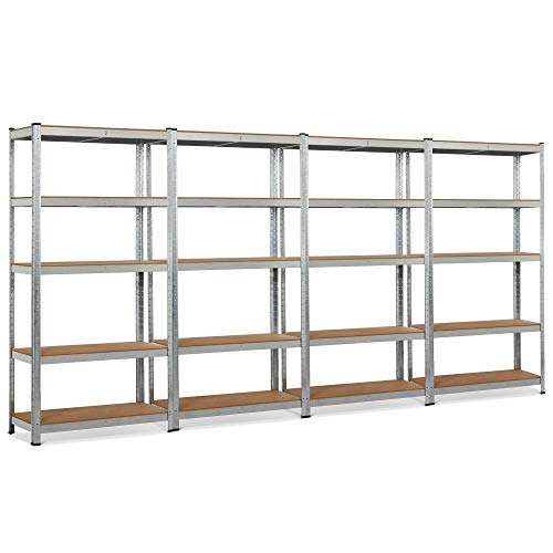 Topeakmart 5 Tier Storage Rack Heavy Duty Adjustable Garage Shelf Steel Shelving Units,71"Height (4 Bay Garage Shelves)