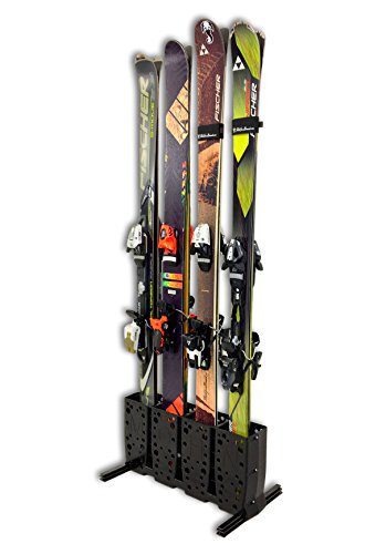 StoreYourBoard Ski Storage Rack | 4 Pair Freestanding Skis Floor Mount (Wide Skis)
