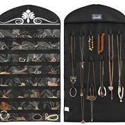 Misslo Jewelry Hanging Non-Woven Organizer Holder 32 Pockets 18 Hook and Loops - Black