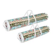 Elf Stor 798976 Christmas Birthday Holiday Storage Set of 2 | Holds 40" & 31" Wrapping Paper Rolls, One Bag for Each, 1 Pack Clear