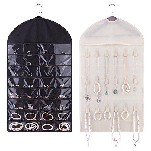 2PCS Double Side 64 Pockets 36 Magic Tape Hook for Holding Jewleries