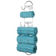 mDesign Wall Mount Metal Wire Towel Storage Shelf Organizer Rack Holder with 6 Compartments, Shelves for Bathroom Towels - Chrome