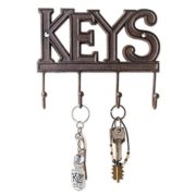 Comfify Key Holder - Keys - Wall Mounted Key Hook - Rustic Western Cast Iron Key Hanger - Decorative Key Organizer Rack with 4 Hooks - With Screws and Anchors - 6x8 inches (Rust Brown)