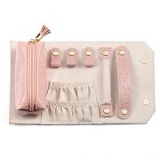 Vlando Small Travel Jewelry Roll Bag Organizer, Smart Size & Light Weight for Daily Jewelries (Pink)