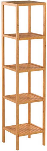 Bamboo Bathroom Shelf 5-Tier Tower Free Standing Rack