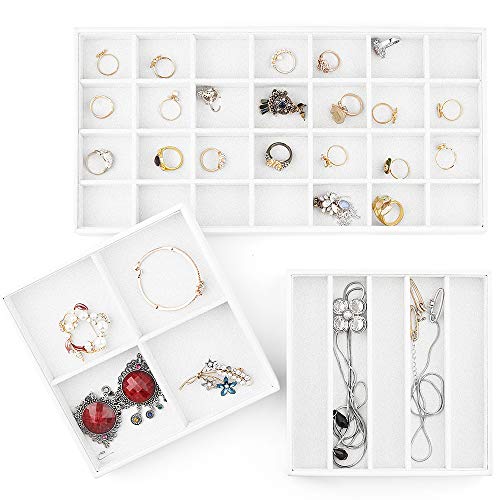 Jewelry Organizer Trays 18 Slot Muti-use Jewelry Storage Holder Leather
