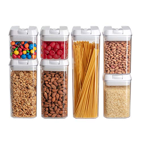 Airtight Food Storage Containers I Pantry Organization and Storage I 7 Piece Set I No Brittle Polystyrene I Most Durable Lids I Kitchen Pantry Containers I Dishwasher Safe I BPA Free