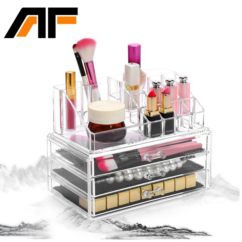 AF Acrylic Makeup Organizer Storage Box Cosmetic Organizador de maquiagem Makeup Storage Drawers Organizer C43