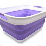 SAMMART Collapsible Plastic Laundry Basket - Foldable Pop Up Storage Container/Organizer - Portable Washing Tub - Space Saving Hamper/Basket (Rectangular, Lt. Purple)